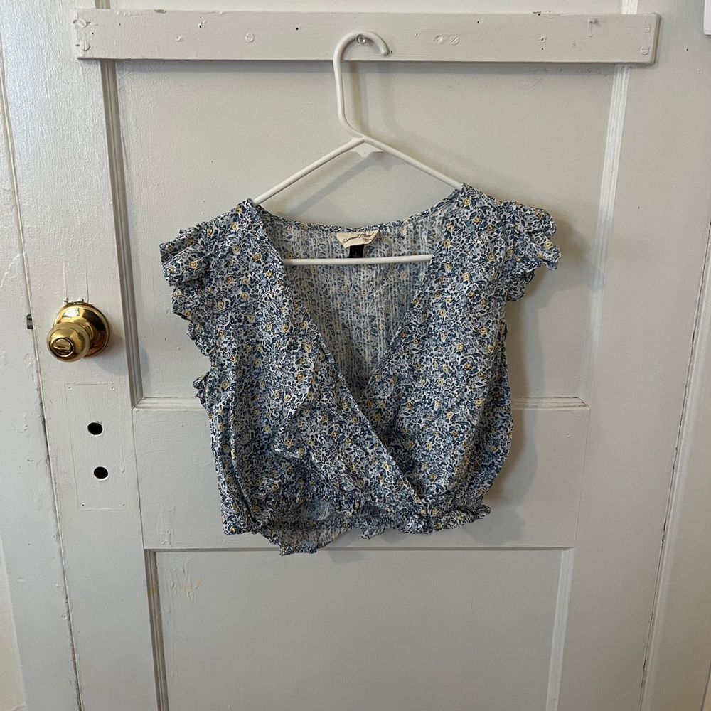 Universal Thread Blue Floral Wrap Blouse